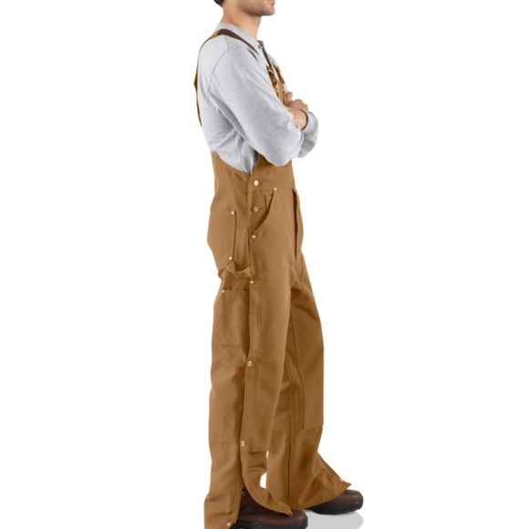 CARHARTT MENS QUILT LINED ZIP LEG 100% COTTON HEAVY DUCK OVERALLS SIZE 42x30 EUC - Picture 3 of 13